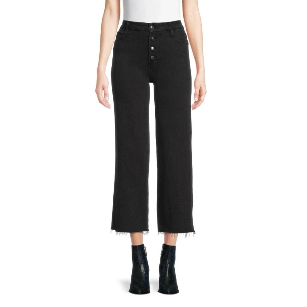 Time and Tru Black button fly high waist ankle cut wide baggy jeans pants